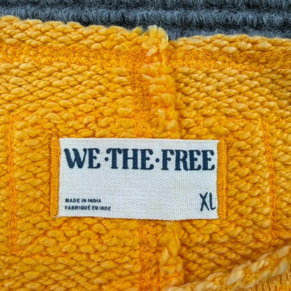 Free People We The Free Mustard Yellow Sweatshirt Vest Tank Womens XL Raw Edge
